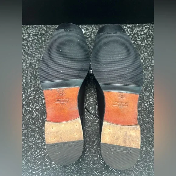 HERMES Classic Black Cap Toe Lace up Mens Leather Oxfords Size:EU 43 1/2/US 10.5 - Picture 10 of 16